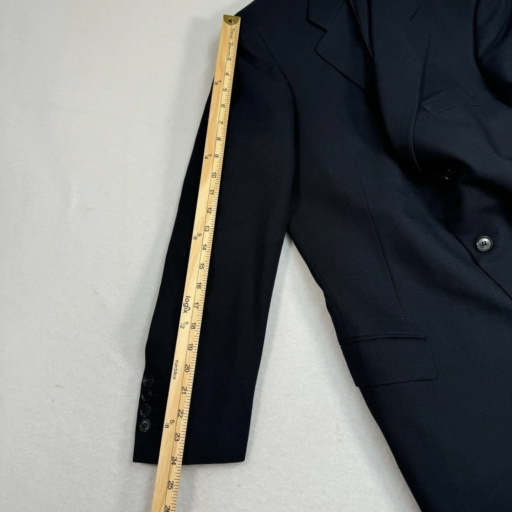 Ennio Dagnillo Wool Cashmere Blend Blazer Jacket Mens Navy Blue Windowpane